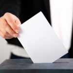 Woman votes on election day.